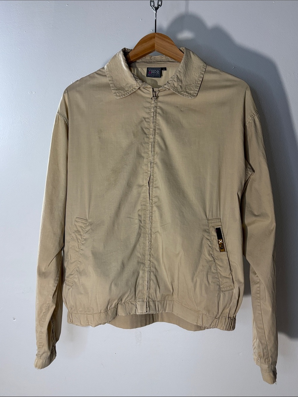 Vintage Think Pink Beige Utility Jacket Lightweight Zip Front Size EU 46